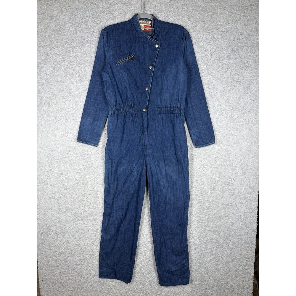 Vintage BIS Paris‎ Beverly Hills Denim Jumpsuit Womens Blue Cotton Zip Pockets S